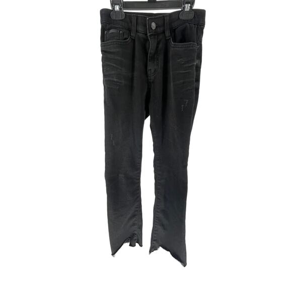 Howluk Black Wash Denim Cut-Off Raw Hem Straight Leg Jeans Women's Size Small - Picture 1 of 8
